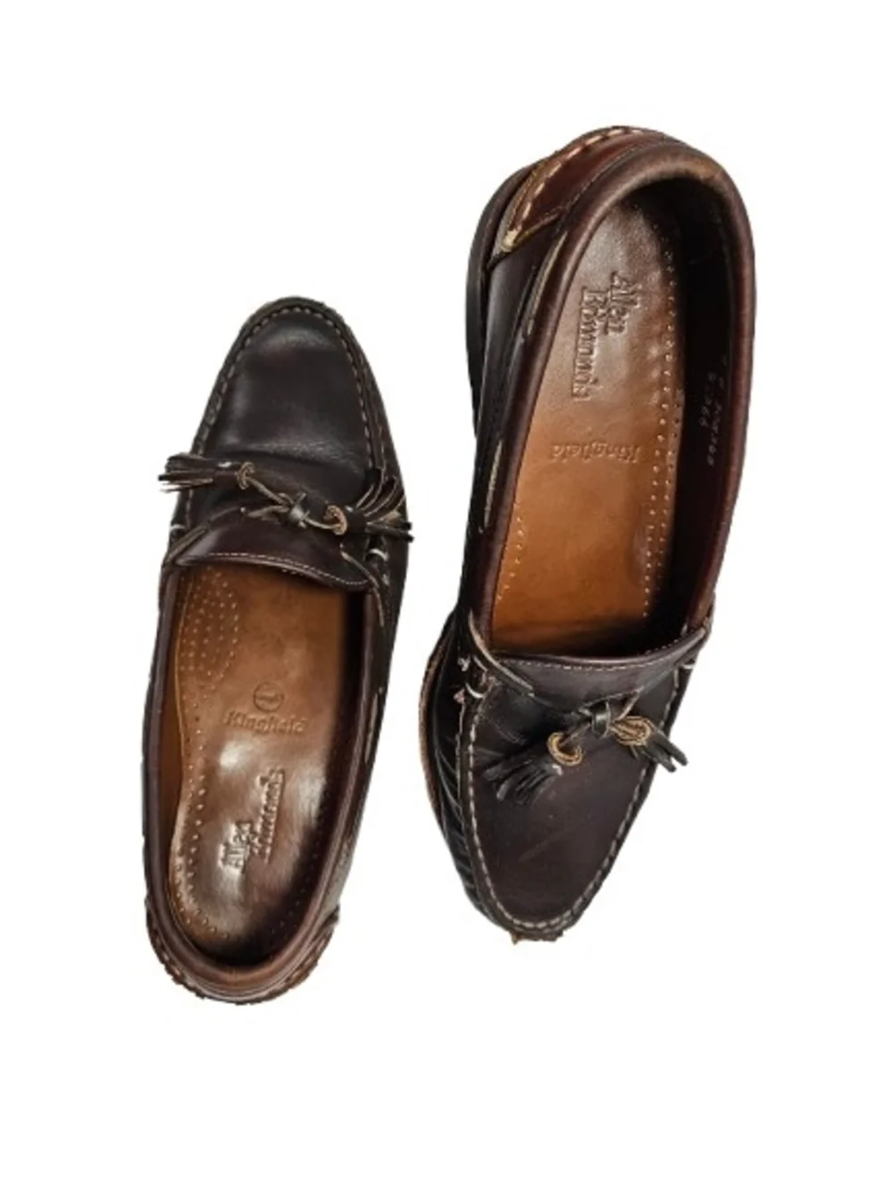 Vtg Allen Edmonds Kingsfield brown Leather slip-on loafers tassels Mens 8D Shoes
